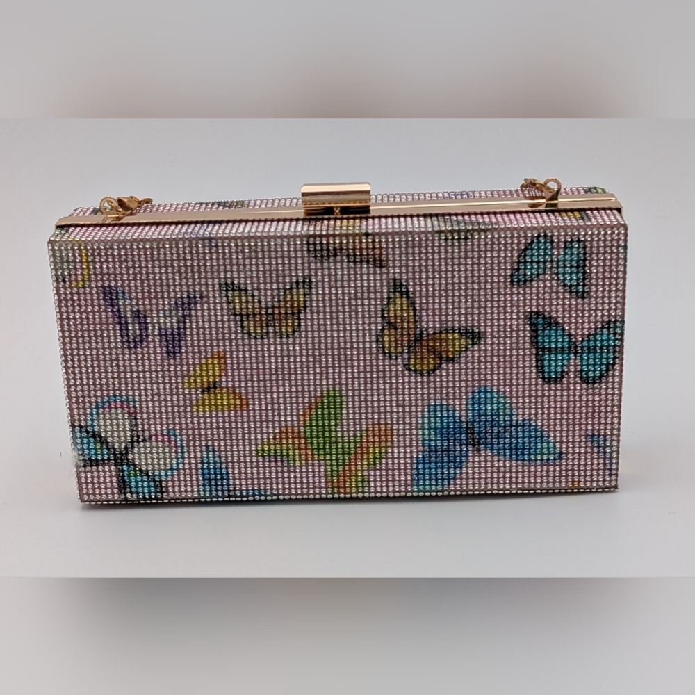 Butterfly Embellished Clutch Natasha- Pink